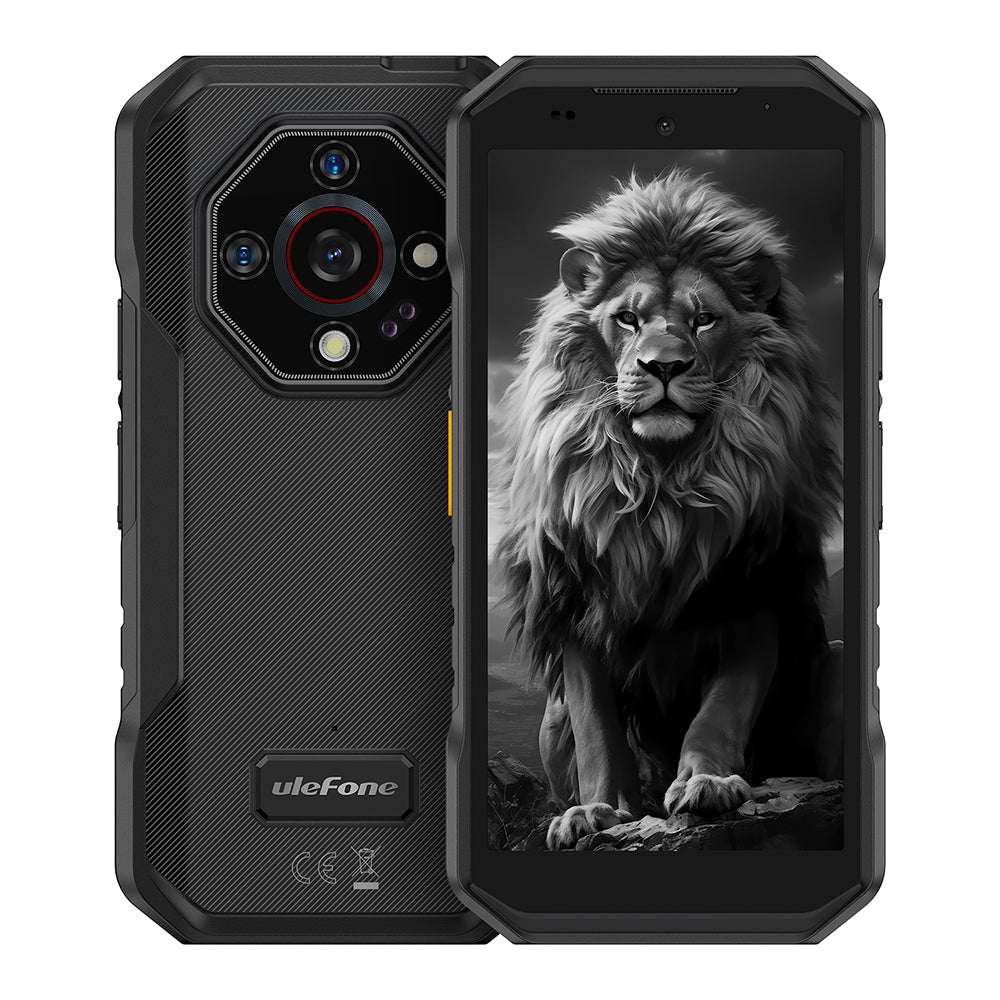 Ulefone Armor X32 Pro 5G — rugged body-worn handset, front and back, showing the octagonal camera module with the 64 MP main sensor and night-vision lens
